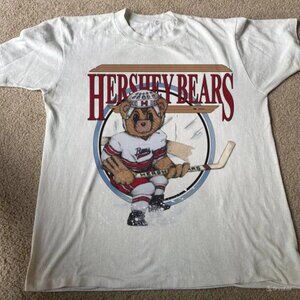Vintage 90s Hershey Bears AHL Graphic Logo Made in USA White Shirt